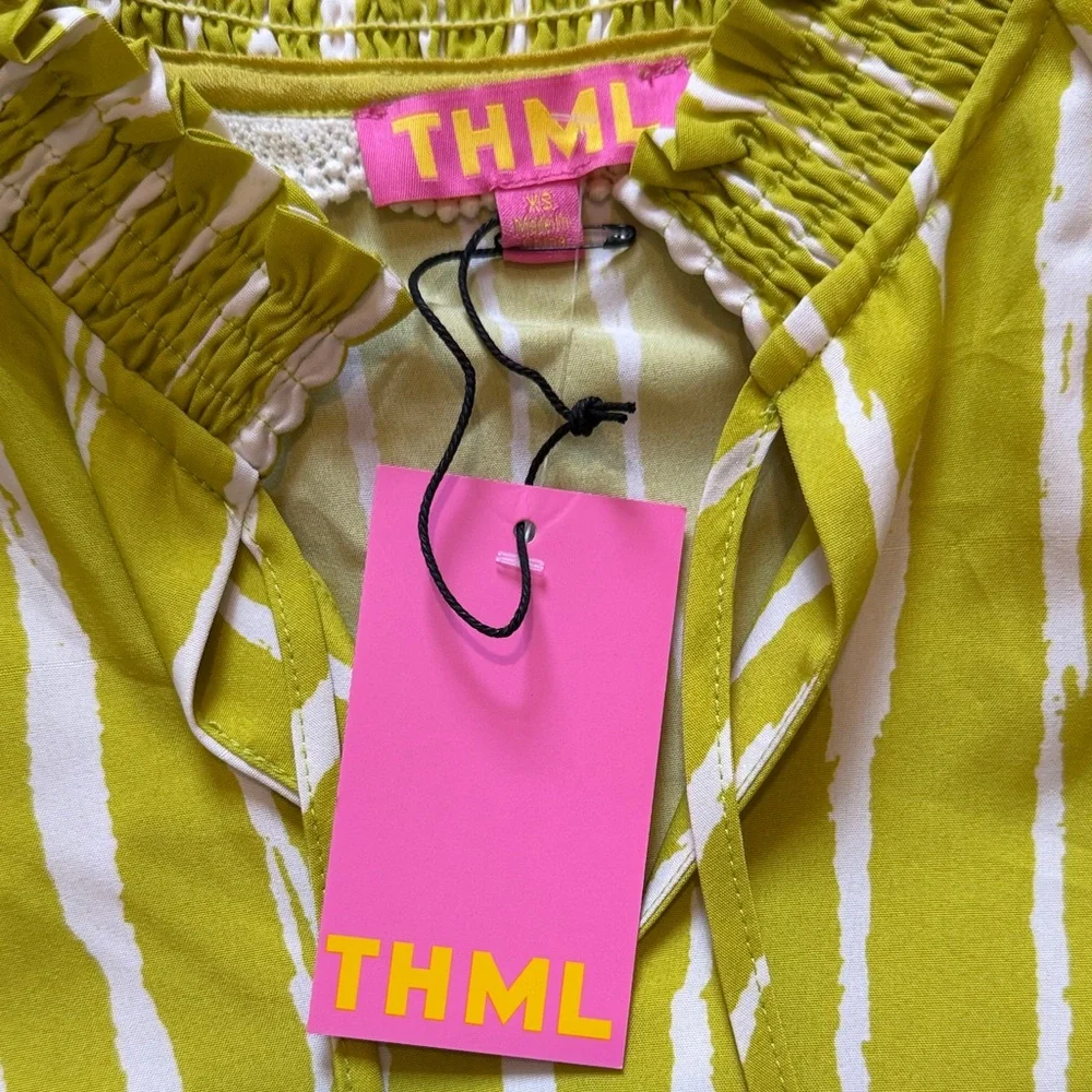 NWT THML Lime Green Embroidered Top - Picture 2 of 6